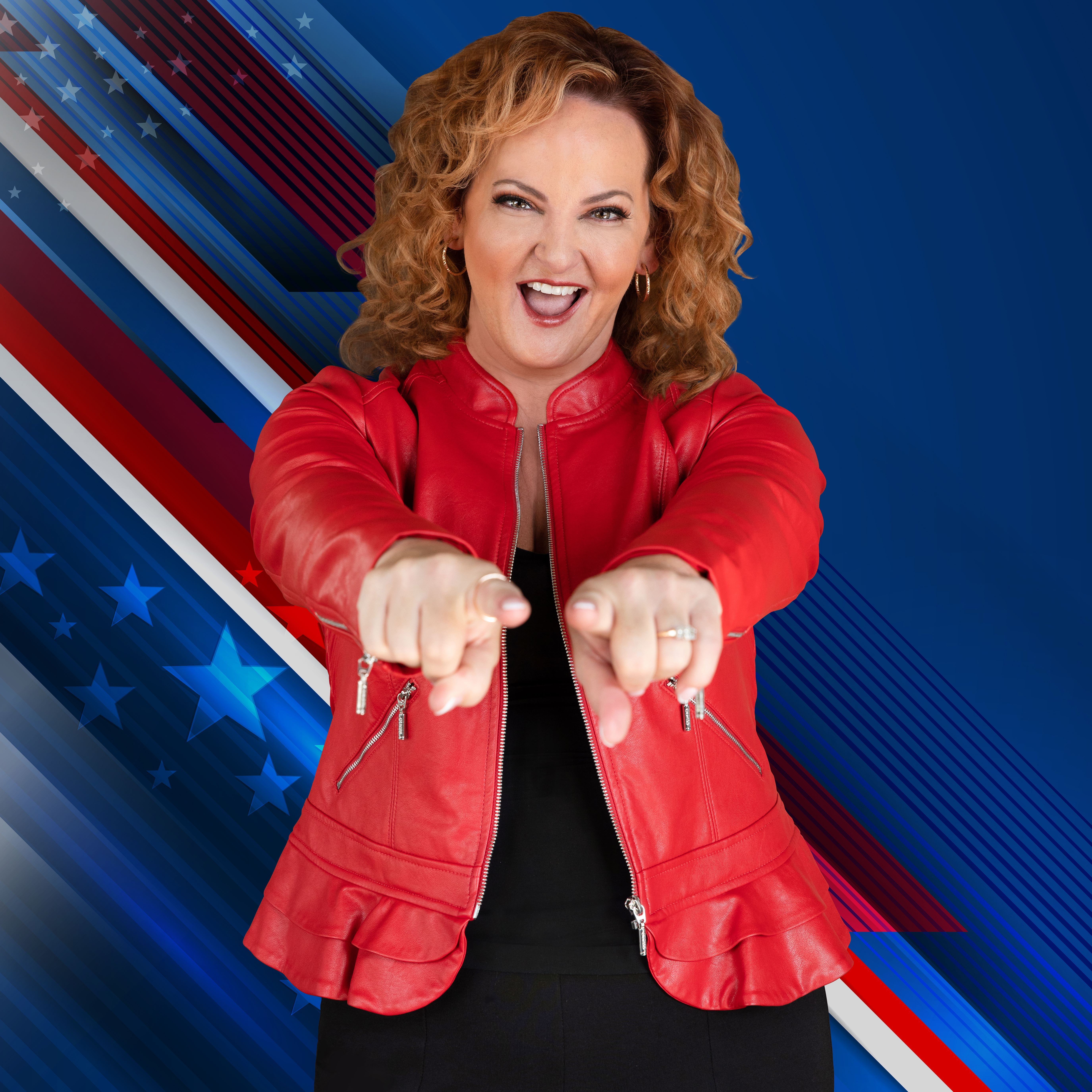 Elizabeth McCormick Professional Headshot SQUARE brings HIGH ENERGY - RED SQUARE